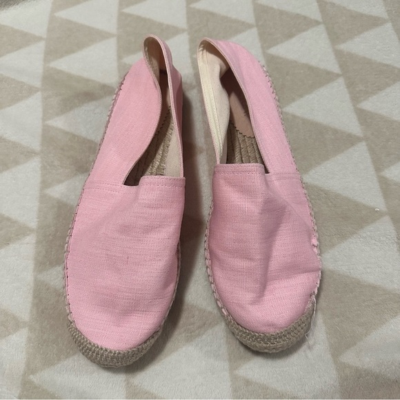 Nwot J crew Made-in-Spain espadrille flats in linen pink - Picture 2 of 5
